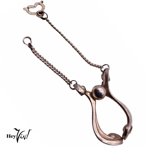 Vintage Glove Clip Scarf Purse Holder Guard w Curved Deco Look w Chain - Hey Viv - Picture 3 of 7